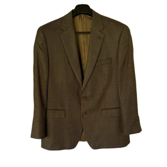 RALPH Lauren Silk Wool Blend Men's Sports‎ Jacket Blazer Brown Herringbone 44R - Picture 2 of 13